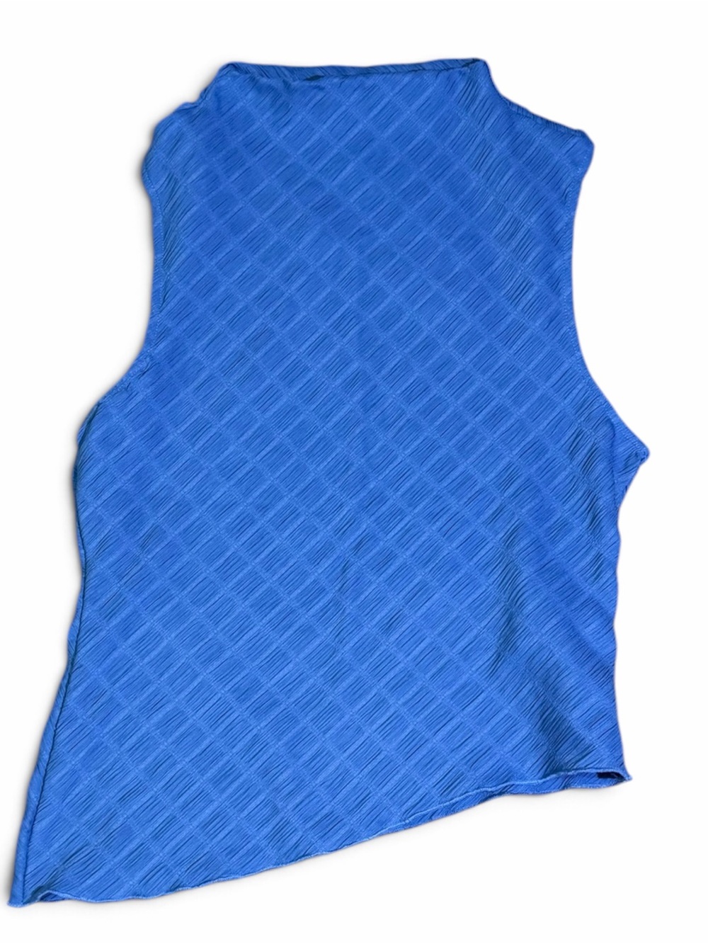 NWT Maeve Royal Blue Asymmetrical Textured Mock Neck Tank Top Size Medium